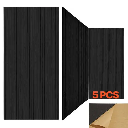 VEVOR 5-pack akoestische panelen met zelfklevende tape, 1200x600x10 mm geluidsdichte schuimpanelen, akoestische wandpanelen van polyestervezel, voor thuis, studio, kantoor, theater, zwart