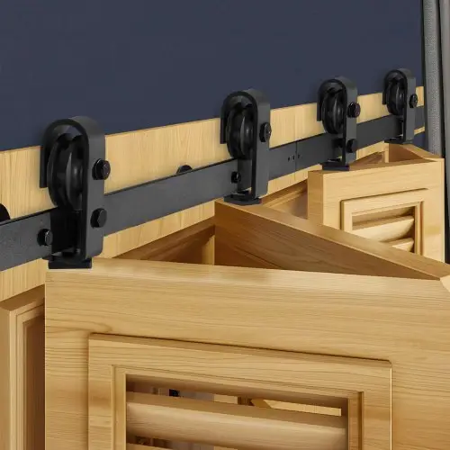 VEVOR schuifdeursysteem, vouwschuifdeuren, schuifdeurbeslag met 60-inch rails, geschikt voor vier 14-inch kast-, pantry- en wasruimtedeuren (niet inbegrepen)