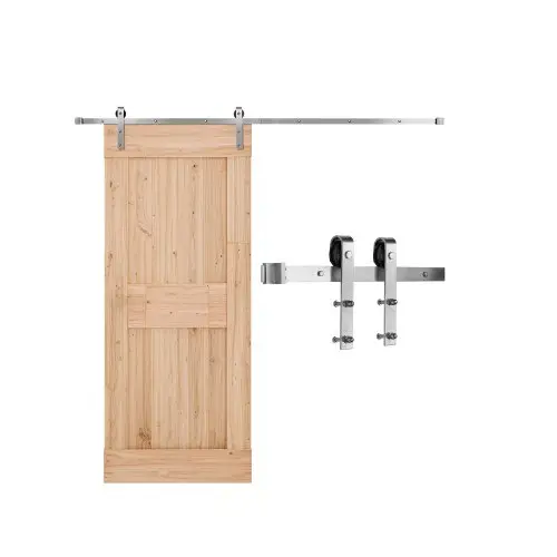 VEVOR Schuifdeursysteem 2,44 m, schuifdeurbeslag, draagvermogen 150 kg, compatibel met 107 tot 122 cm breedte en 34,92 tot 44,45 mm dikte, duurzame rail en J-vormige rol