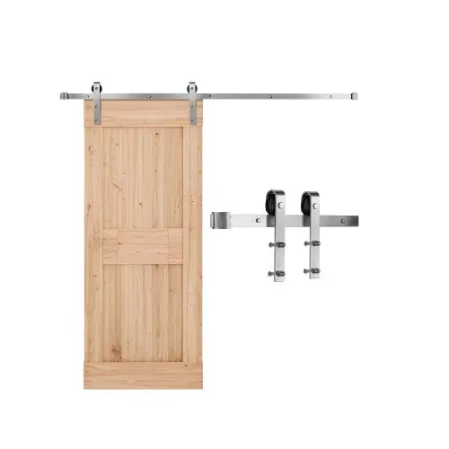 VEVOR Schuifdeursysteem 183 cm rail, schuifdeurbeslag draagvermogen 150 kg, geschikt voor max. 914 mm breedte en 34,92-44,45 mm dikte, rail en J-vormige rol, zilver