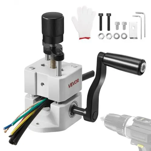 VEVOR Kabelstripmachine, 1,5-25 mm, handmatige draadstripper met handzwengel of boormachine, 64Mn geharde messen, 45# stalen rollen, ABC & PC draadstripper, kabelstripmachine