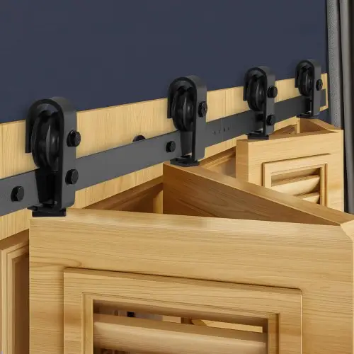 VEVOR opvouwbaar schuifdeurrailsysteem, 132 cm rail, schuifdeurbevestiging, draagvermogen 150 kg, geschikt voor vier 30,5 cm kast- en wasruimtedeuren (niet inbegrepen)