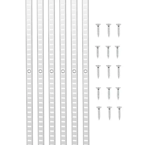 VEVOR Plankpilasters, 923 mm, 6 stuks, verstelbare stalen plankbeugels, pilasterstripstandaards met 24 schroeven, geschikt voor wandplankensysteem, kastorganisatie
