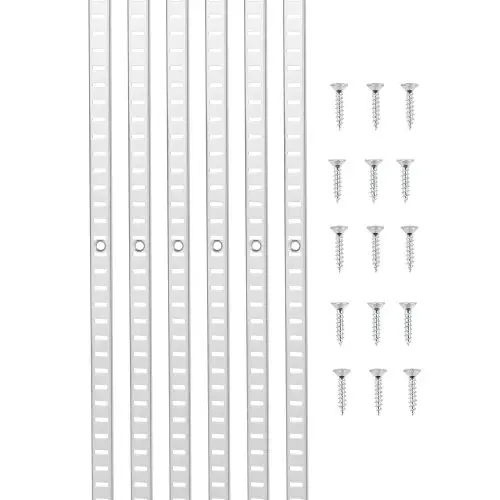 VEVOR plankdragers, 1846 mm, verpakking van 20 stuks, verstelbare plankdragers, insteekbare dragerstrips met 140 schroeven, geschikt voor wandplankensystemen en kastorganisatie.