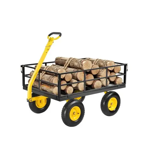 VEVOR Handkar 544,31 kg, transportkar, tuinkar, gereedschapskar, 2-in-1 handkar met terreinbanden, afneembare gaaszijpanelen en 180° draaibare handgreep