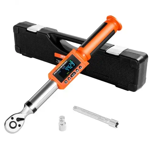 VEVOR Digitale Momentsleutelset met 3/8 inch aandrijving (6,7-135 Nm) 72 tanden ±2% nauwkeurige elektronische momentsleutel met vooraf ingestelde waarde en LED-melding Autoreparatie