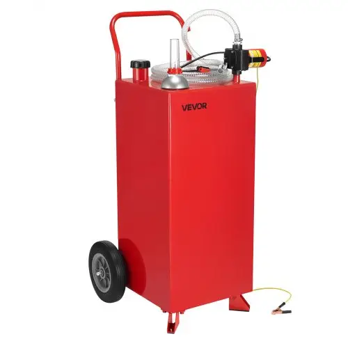 VEVOR 114L brandstoftrolley, max. debiet 32 l/min, dieseltank met elektrische pomp, benzinetank met 2 wielen en 3 m slang, benzinetank voor ATV, auto, grasmaaier, boot, motorfiets, rood
