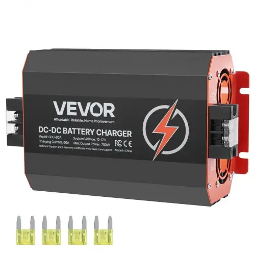 VEVOR 12V 60A DC/DC acculader, 750W voor loodzuur-, lithium-, AGM-, GEL- en natte accu's, intelligent meertraps opladen, voor campers, bedrijfsvoertuigen, boten en jachten
