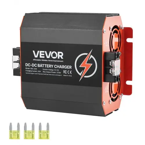 VEVOR 12V 30A DC/DC acculader, 375W, lader voor loodzuur-, lithium-, AGM-, GEL- en natte accu's, intelligent meertraps opladen, voor campers, bedrijfsvoertuigen, boten en jachten