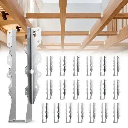 VEVOR 50 stuks balkhanger, houtverbinder, binnenafmetingen 40x38x199 mm, balkverbinder, balkdrager met roestwerende coating, paaldragerverbindingsklemmen voor vloerbedekking en plafondspanten