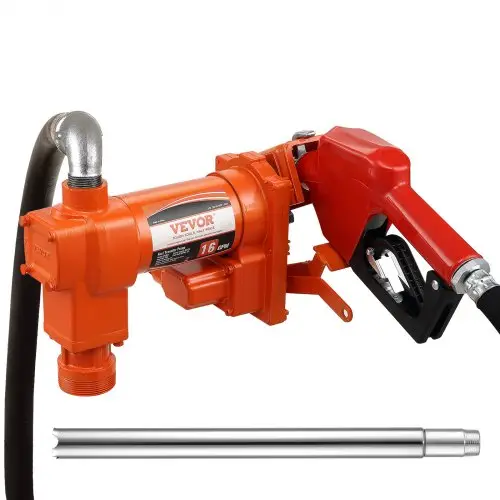 VEVOR brandstoftransportpomp, 12V DC, 60,5 l/min, 1/4 pk, benzine-extractiepomp met sproeier, uitlaatslang en aanzuigbuis voor benzine, diesel, kerosine, ethanol en methanolmengsels en biodiesel