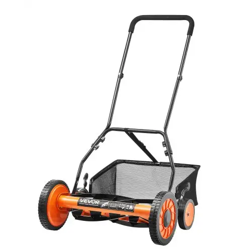 VEVOR cilindermaaier met 450 mm snijbreedte, grasmaaier met maaihoogte van 35 tot 62 mm, handmaaier met 5 messen en grasopvangzak, ideaal voor groene gazons, opritten, binnenplaatsen