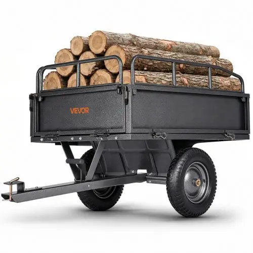 VEVOR Dump Trailer, 226,79 kg capaciteit, ATV UTV Transport Trailer 142 x 76 x 70 cm, Kipper met 35,56 cm banden, Handtrek of voetpedaal, Yard Trailer voor grasmaaiers en tractoren