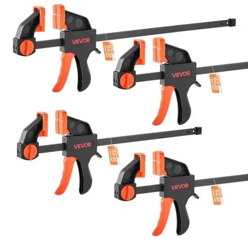 VEVOR Houtbewerking Klemmen 4-pack (opening 12" / 6"), Quick-Grip F-klem met 70 kg draagvermogen, 70 mm diepte, kunststof- en stalen klemmen, metaalbewerking