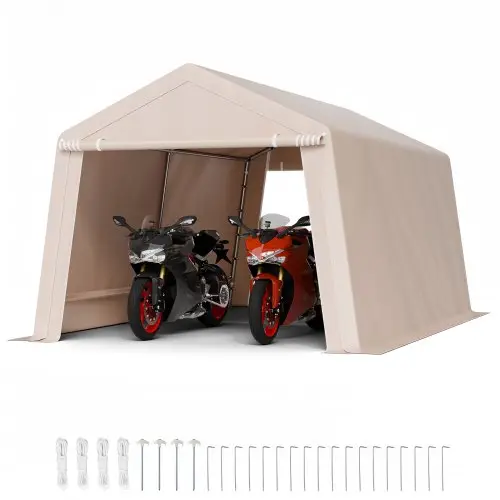 VEVOR Gereedschapsschuur, 305 x 457 x 243 cm, Garagetent van PE, Gereedschapsschuur, Fietsenstalling, Tuinhuis, Carport, Fietsenstalling, Opslaggarage voor Motor, Grasmaaier, Fiets, Grijs