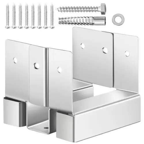 VEVOR paalankers, 10 stuks, binnenafmetingen 89,6 x 90,5 mm voor palen van 88,9 x 88,9 mm, betonnen paalankers, paalvoeten van koolstofstaal met 25,4 mm tussenruimte, voor betonnen pergola's en patio's