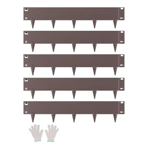 VEVOR gazonrand, 5-delige set, 990x207x1,5 mm, roestbestendige metalen rand voor bloembedden, flexibele tuinrand, border, eenvoudig te installeren, afscheiding voor bloembedden/paden, bruin