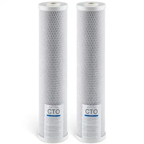VEVOR 2-pack vervangende waterfiltercartridge voor het hele huis, 115 x 507 mm CTO-koolstofblok, vervangend filter voor 3-traps waterfiltratiesysteem, vermindert chloor en slechte smaak en geur
