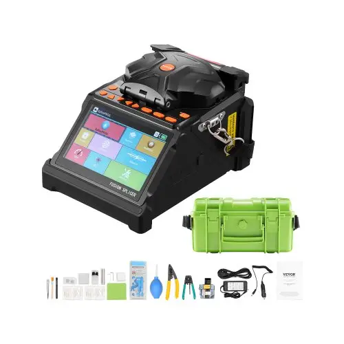 VEVOR glasvezellasser, 6 motoren, kern- en manteluitlijning, met 6 seconden snelle lastijd en 13 seconden opwarmtijd, 5-inch LCD-scherm, 3-in-1 glasvezelhouder, 7800 mAh accu voor SM-, MM-, DS- en NZDS-vezels.