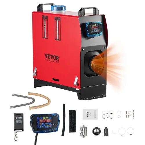 VEVOR Diesel luchtverwarmer, standkachel, 8 kW DC 12-24 V, snel opwarmende luchtverwarmer met afstandsbediening, blauw LCD-scherm en voorverwarmingsfunctie, geluidsarm, voor campers, vrachtwagens, boten en trailers.
