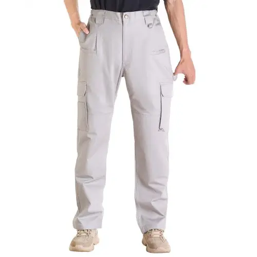 VEVOR Vlamvertragende Broek voor Heren, Maat XXL, Katoenen Cargobroek voor Heren, Vlamvertragend en Scheurbestendig, Met Meerdere Zakken, Elastische Taille, Werkbroek voor Lassers, Casual Uitjes, Grijs