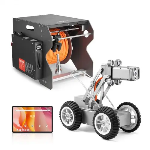 VEVOR inspectierobot, 120 meter lange kruiprobot voor pijpleidingdetectie met 2 MP camera aan de voor- en achterkant en touchscreen tablet, IP68 pijpleidingcamera met verlichting en afstandsmeter voor industriële pijpleidingen