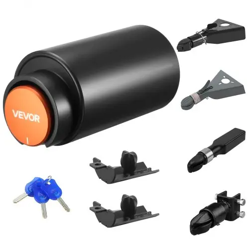 VEVOR aanhangwagenslot, compatibel met 50,6 mm en 58,7 mm trekhaken, antidiefstalslot met 3 sleutels, corrosiebestendig, beveiligingsslot voor campers, aanhangwagens en boten