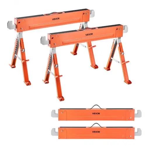 VEVOR Werkbank, 2-Pack Werkbank, 816,5 kg, Opvouwbare Bokken met Opvouwbare Poten, Hoogte Verstelbaar, Zaagbok met Antislip Voetkussentjes, voor Houtbewerking, Timmerlieden en Aannemers
