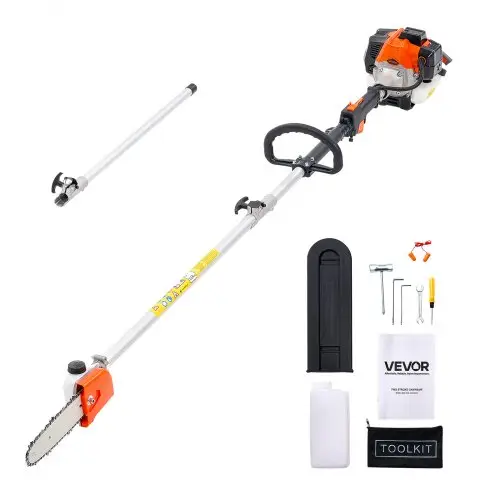 VEVOR benzine-snoeischaar, 25cc 2-takt, kettingzaag, telescopische zaag met 2-2,74 m uitschuifbare steel, 20,3 cm zaagblad, 650 ml brandstoftank, voor krachtig zagen in hoge boomtoppen