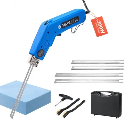 VEVOR piepschuimsnijder, 200W piepschuimsnijder, 50-500°C verstelbare schuimsnijder met 150mm en 200mm snijbladen voor KT-platen, polyethyleen, spons, rubber - Inclusief gereedschapskist