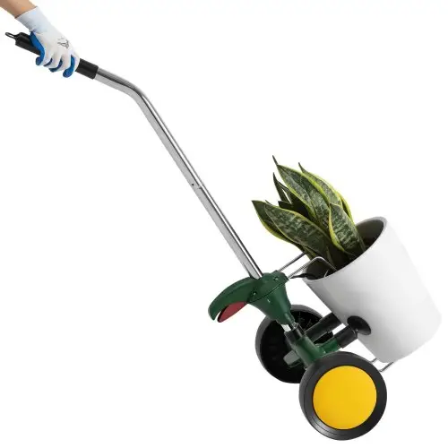 VEVOR Tuinpot Transporter, Robuuste Pot Transportwagen met Verstelbare Grijparm, Max. Draagvermogen 65 kg, Plantenwagen met Zuignap & Veilige Vergrendeling, Geschikt voor Binnen & Buiten Gebruik