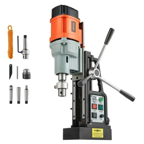 VEVOR Magnetische boormachine 1,5 kW 60 mm boordiameter 13000 N vermogen, magnetische boormachine met morseconus en instelbare snelheden, M3-M16 draadsnijden voor metalen oppervlakken, doe-het-zelvers
