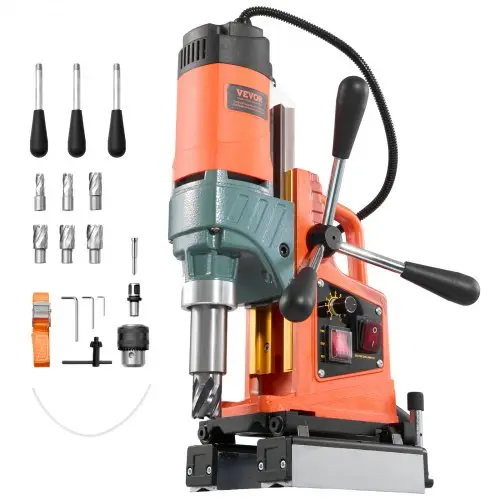 VEVOR Magnetische Boormachine 1400W 50mm Boordiameter Omkeerbare Richting, Magnetische Boormachine met 6 Kernboren voor Metalen Oppervlakten, Elektrische Kernboormachine voor Industrie DIY Oranje