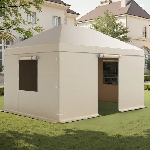 VEVOR Winter Gazebo Cover, 3,1 x 4,41 m, All-Weather Gazebo Cover met Zijwanden en Gaasvensters, PE-materiaal, Afgesloten Opslagbeschermingshoezen, Gazebo's Niet Inbegrepen