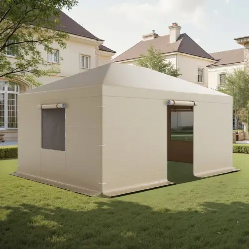VEVOR Winterhoes, geschikt voor 3,68 x 4,9 m paviljoenen, vervangende hoes met zijwanden en gaasramen, PE-materiaal, opslagbeschermhoezen, paviljoenen niet inbegrepen