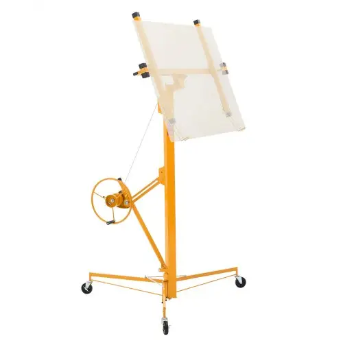VEVOR Gipsplaatlifter met verstelbare telescopische arm, 68 kg draagvermogen, 4877 mm hoogte, gipsplaatlifter, paneellifter, takel, gereedschap, voor plafond- en wandmontage (geel)