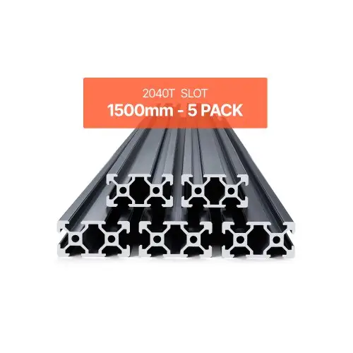 VEVOR 5-delige set van 1500 mm aluminium profielen met T-groeven, 2040 aluminium extrusieprofiel, geanodiseerde lineaire rail volgens Europese normen, sleufprofiel voor 3D-printers, CNC-machines, doe-het-zelfprojecten, lasergraveren, zwart