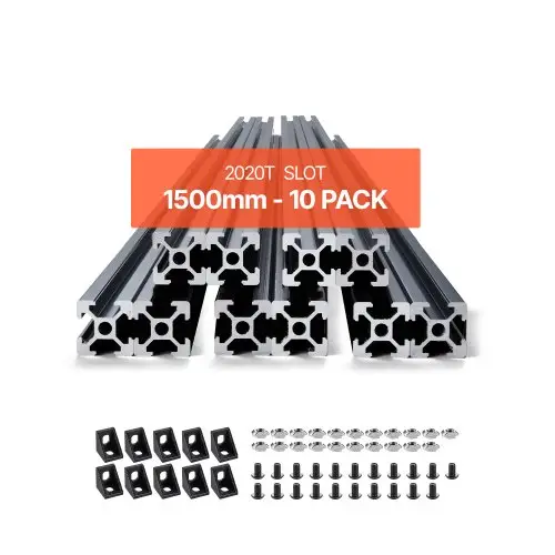 VEVOR 10-delige set van 1500 mm aluminium profielen met T-groeven, 2020. Aluminium extrusieprofiel, geanodiseerde lineaire rail volgens Europese normen, sleufprofiel voor 3D-printers, CNC-machines, doe-het-zelfprojecten, lasergraveren, zwart.