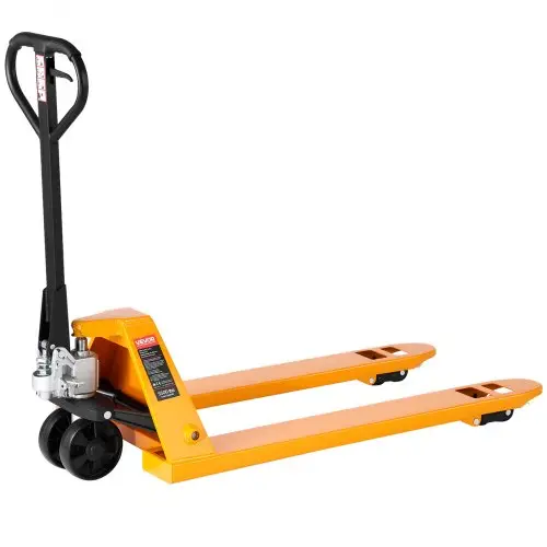 VEVOR Palletwagen, 2,5 T laadvermogen, handpalletwagen met 1220 x 685 mm vorken, palletwagen met 8,5-18 cm hefhoogte, palletwagen voor fabrieken, magazijnen, supermarkten en vrachtwagenlading