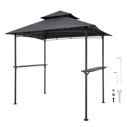 VEVOR Grillpaviljoen, 2430x1500x500 mm, Grilloverkapping voor buitenbarbecues, 2-laags BBQ-paviljoen, Tuinpaviljoen met dubbel dak voor 2-4 personen, Ideaal voor terras, achtertuin en tuin