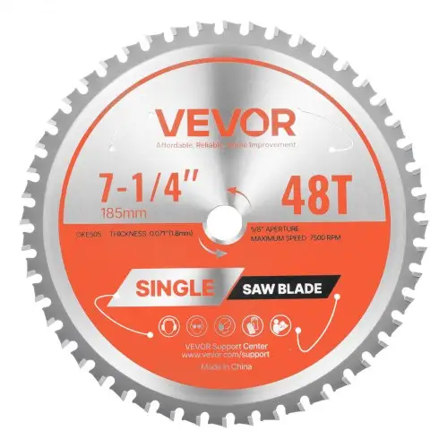 VEVOR cirkelzaagblad (185 mm φ & 48 scherpe tanden & 1,8 mm dikte) Ideaal voor staal en aluminium, compatibel met cirkelzaag, gelegeerd stalen zaagblad met geluiddempende verwarmingskanalen