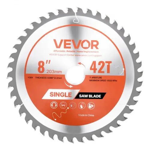 VEVOR cirkelzaagblad (203 mm φ & 42 scherpe tanden & 2,2 mm dikte) Ideaal voor multiplex OSB hardhout, compatibel met cirkelzaag, gelegeerd zaagblad met geluiddempende verwarmingskanalen