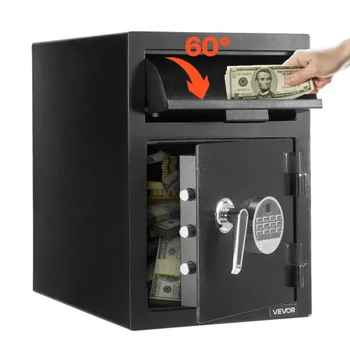 VEVOR Drop Safe 1,2 kubieke voet drop safe met grote voorsleuf, drop cabinet safe met digitaal toetsenbord & 2 niveaus & reservesleutels voor contant geld bankontvangsten
