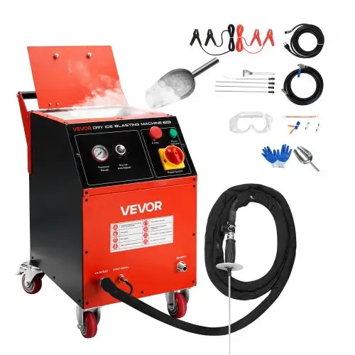 VEVOR droogijsstraalmachine, 5 kg, droogijsstraalsysteem met 4 sproeiers, droogijsreiniging, instelbare druk, droogijsreinigingsmachine voor de automobiel-, scheepvaart-, luchtvaart- en chemische industrie.
