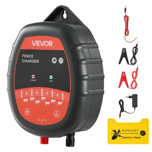 VEVOR Elektrisch hekwerkapparaat, 10 kV 1J, AC/DC elektrisch hekwerkapparaat met LED-display, bereik van 3 km, krachtige stekkerlader, voor het beschermen van vee en pluimvee tegen wilde dieren