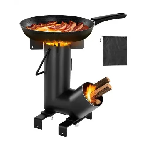 VEVOR Rocket Stove, BBQ Rocket Houtkachel Gemaakt van Koolstofstaal met Draagtas, voor het Branden van Takken, Stokjes of Houtskool voor Buiten Koken, Kamperen Buiten Kampeerkachel, Kampeergrill