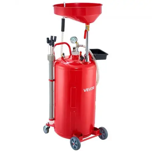 VEVOR Olieaftapwagen 79 L, Olieaftapwagen met verstelbare trechterhoogte, Olieaftapcontainer met wielen, Aftapapparaat voor vloeibare brandstof voor autowerkplaatsen, Rood