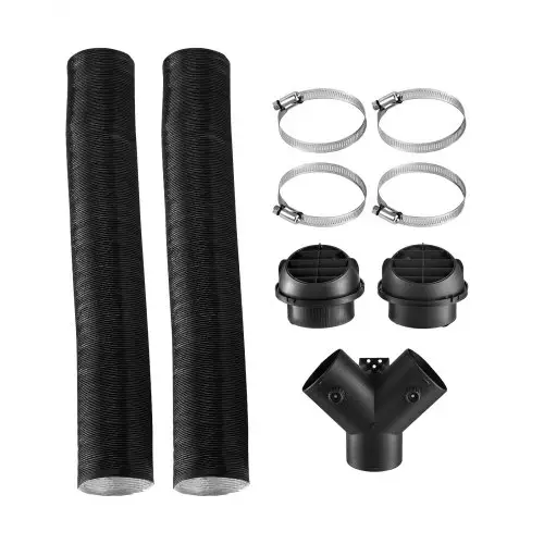VEVOR Diesel Heater Pipe Warme Lucht Uitlaat Ontluchtingsset met Y-vormige Connector & Luchtkanaalklemmen, Standkachel Luchtkanaal Ontluchtingsset voor 5 kW 8 kW Diesel Heaters Zwart