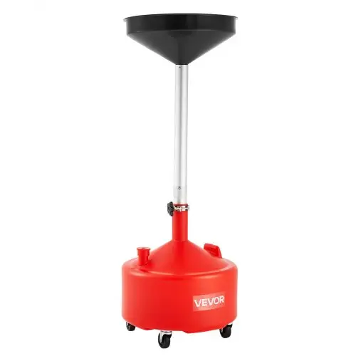 VEVOR 30L olieopvangwagen, olieopvangwagen met verstelbare trechterhoogte, draagbare olieopvangcontainer met wielen, aftapkraan voor vloeibare brandstof voor autoreparatiewerkplaatsen en garages, rood