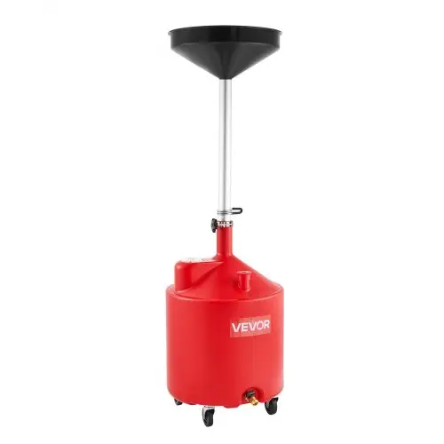 VEVOR 68L olieopvangwagen, olieopvangwagen met verstelbare trechterhoogte, olieopvangcontainer met wielen, olieopvangbak voor vloeibare brandstof voor autoreparatiewerkplaatsen en garages, rood